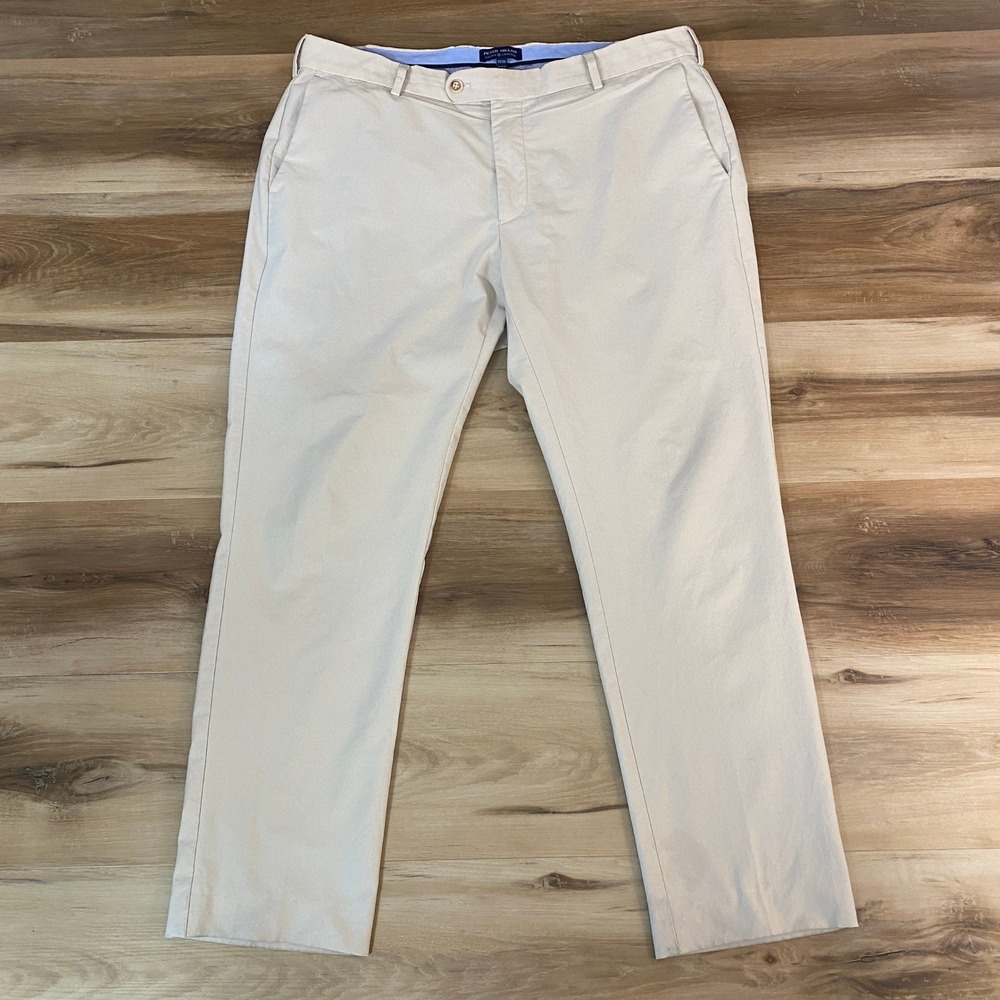 Peter Millar Crown Crafted‎ Pants Mens 35x28 Beige Polyester Golf Chino Khaki